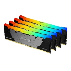 Оперативная память Kingston Fury Renegade, DDR4, 128Gb (4x32Gb), 3600MHz, CL18, DIMM, радиатор, RGB, черный/серебристый