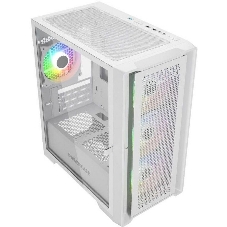 Компьютерный корпус Powercase ByteFlow Micro White, Tempered Glass, 4х 120мм ARGb fans, ARGb HUB, белый, mATX (CAMBFW-A4)