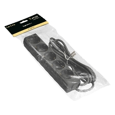 Удлинитель ExeGate ECE-5-5B (EX285825RUS), черный, 5 м, евровилка с заземлением, 5 евророзеток с заземлением, 2200 Вт