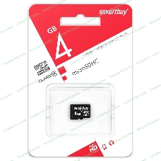 Флеш карта Micro SDHC 4Gb Smartbuy Сlass 4 (без адаптеров)