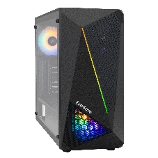 Компьютерный корпус Miditower ExeGate EVO-8225-EVO800 (ATX, БП EVO800RGb с вент. 12см, 2хUSB+1хUSB 3.0, черный, 2 вент. с RGb подсветкой и полоса на передней панели, боковая панель - закаленное стекло)