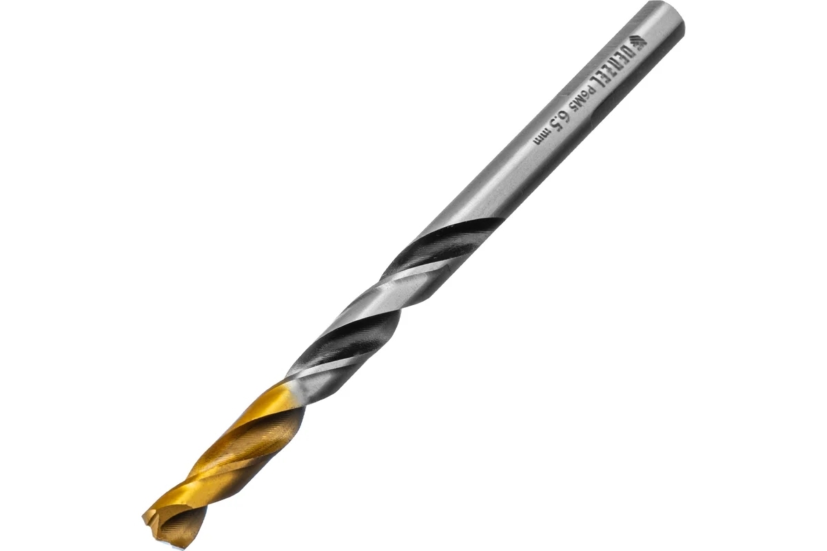 Сверло спиральное по металлу Denzel 6,5 x 93мм, Р6М5, Golden Tip, многогранная заточка