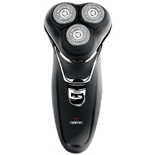 Электробритва Centek CT-2176 черный/хром ротор, 3 плавающие головки, аккумулятор + работа от сети, триммер