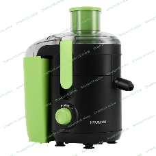 Соковыжималка Hyundai HY-JE1625 чёрный/зелёный, центробежная, 500 Вт, 400 мл, механическое