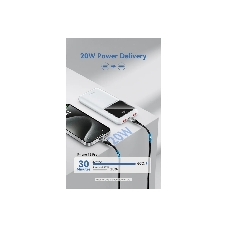 Портативный аккумулятор Vention 10000mAh(M/C-A/A)22.5W белый с LED Дисплеем