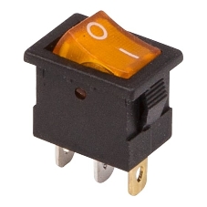 Выключатель клавишный Rexant 12V 15А (3с) ON-OFF желтый с подсветкой Mini