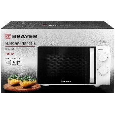 Микроволновая печь Brayer BR2507 белый, 20 л, 700 Вт, переключатели - поворотный механизм