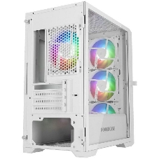 Компьютерный корпус Powercase ByteFlow Micro White, Tempered Glass, 4х 120мм ARGb fans, ARGb HUB, белый, mATX (CAMBFW-A4)