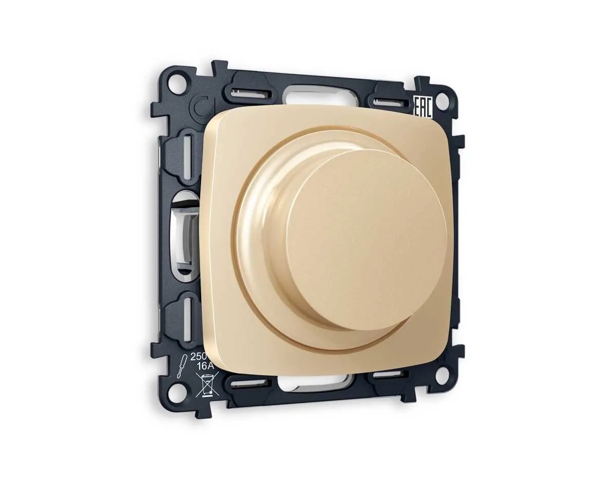 Комплект механизма светорегулятора универсального OMEGA Шампань 25-600W/LED 5-300W QUANT (OP6055, VM136) MO605510