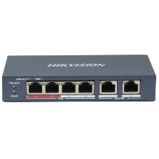 Коммутатор Hikvision DS-3E0106P-E/M, 4×100 Мбит/с PoE+ + 2×100 Мбит/с, неуправляемый