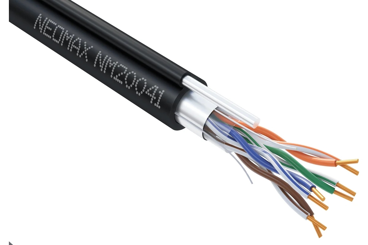 Кабель Neomax NM20041 FTP внешний с тросом, Кат. 5е, 305 м. (Медный) Экрантрованный