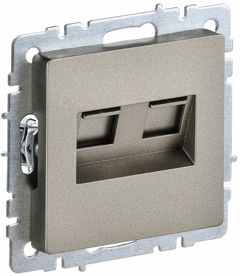 Розетка компьютерная двойная IEK BRITE РК10-2-БрШ (BR-K20-1-K37) СП RJ45 кат.5E шампань
