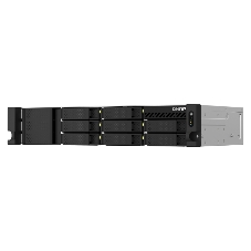 Сетевое хранилище SMB QNAP TS-873AeU-4G NAS 8x3.5/2.5 SATA/SSD trays, 2 x M2 PCIe, 2x 2.5 GbE, 2U rackmount, 1 PSU. AMD Ryzen V1500B 4-core/8-thread 2.2 GHz processor, 4 Gb DDR4 RAM (1*4 Gb) up to 64Gb (2*32 Gb). W/o rail kit RAIL-B02