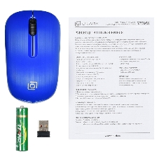 Мышь беспроводная Oklick 525MW голубой, 1000 dpi, радиоканал, USB, кнопки - 3