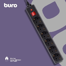 Сетевой фильтр Buro 600SH-16-1.8-B 1.8 м, 6 розеток, черный, коробка