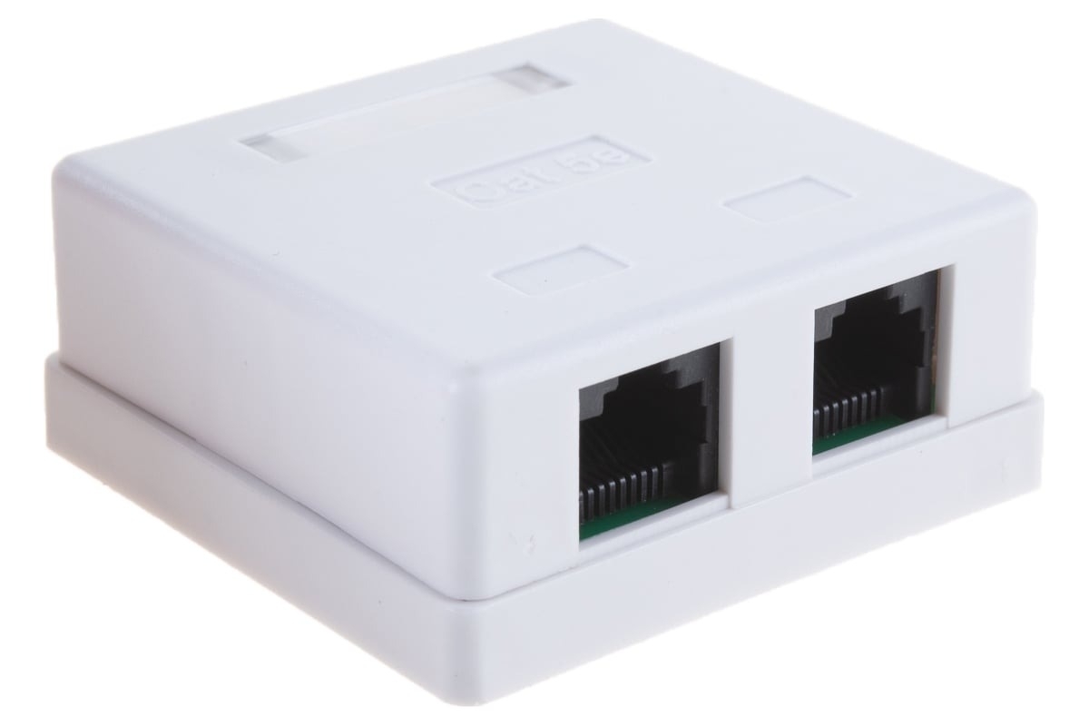 Розетка GEMBIRD NA214 RJ-45 кат.5e внешняя 2 порта, 110/Krone
