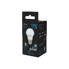 Лампа светодиодная Gauss 102502310 10Вт цок.:E27 груша 220B 6500K св.свеч.бел.хол. (упак.:10шт)
