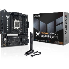 Материнская плата ASUS TUF GAMING B850M-E WIFI, AM5, AMD B850, 4xDDR5, 4xSATA, 3xM.2, 1xPCIe 5.0 x16, 1xPCIe 3.0 x1, 1xHDMI, 2xDP, 1x2.5Gb LAN, Wi-Fi 6E, Bluetooth 5.3, 1xUSB-C 10Gbps, 1xUSB-A 10Gbps, 2xUSB-A 5Gbps, 4xUSB-A 2.0, 3x3.5 мм, 7.1, mATX