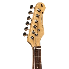 Электрогитара STAGG SES-30 3/4 BK 6-ти струнная, размер 3/4, корпус павловния, гриф клен, накладка палисандр, мензура 576 мм, 22 лада, звукосниматели 3х Single Coil, регуляторы 1x громкости, 2x тона, 5-ти поз. переключатель, цвет черный