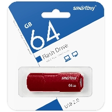 Флешка USB Smartbuy CLUE Burgundy (SB64GbCLU-BG), 64Gb, USB 2.0, R/W 20/10, красный Флешка USB Smartbuy CLUE Burgundy (SB64GbCLU-BG), 64Gb, USB 2.0, R/W 20/10, красный