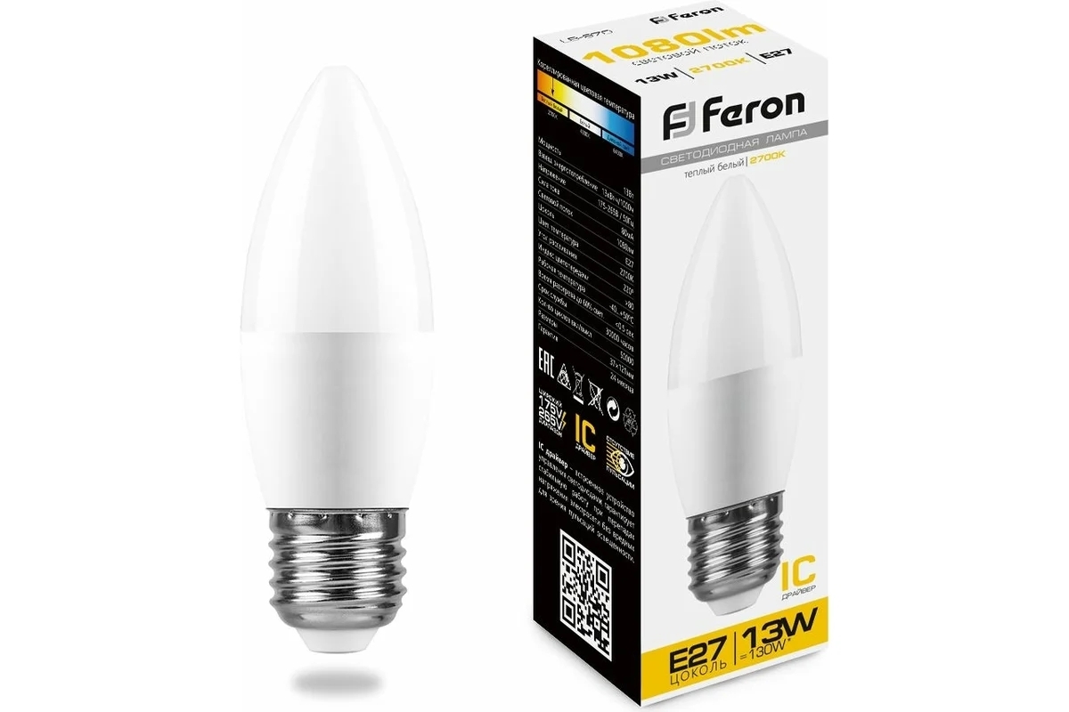 Лампа светодиодная Feron LB-970 13Вт E27 теплый матовая свеча