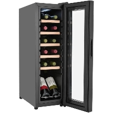 Винный шкаф ZÜGEL ZCWF123B черный, 32 л, 1 отсек, 12 бут.