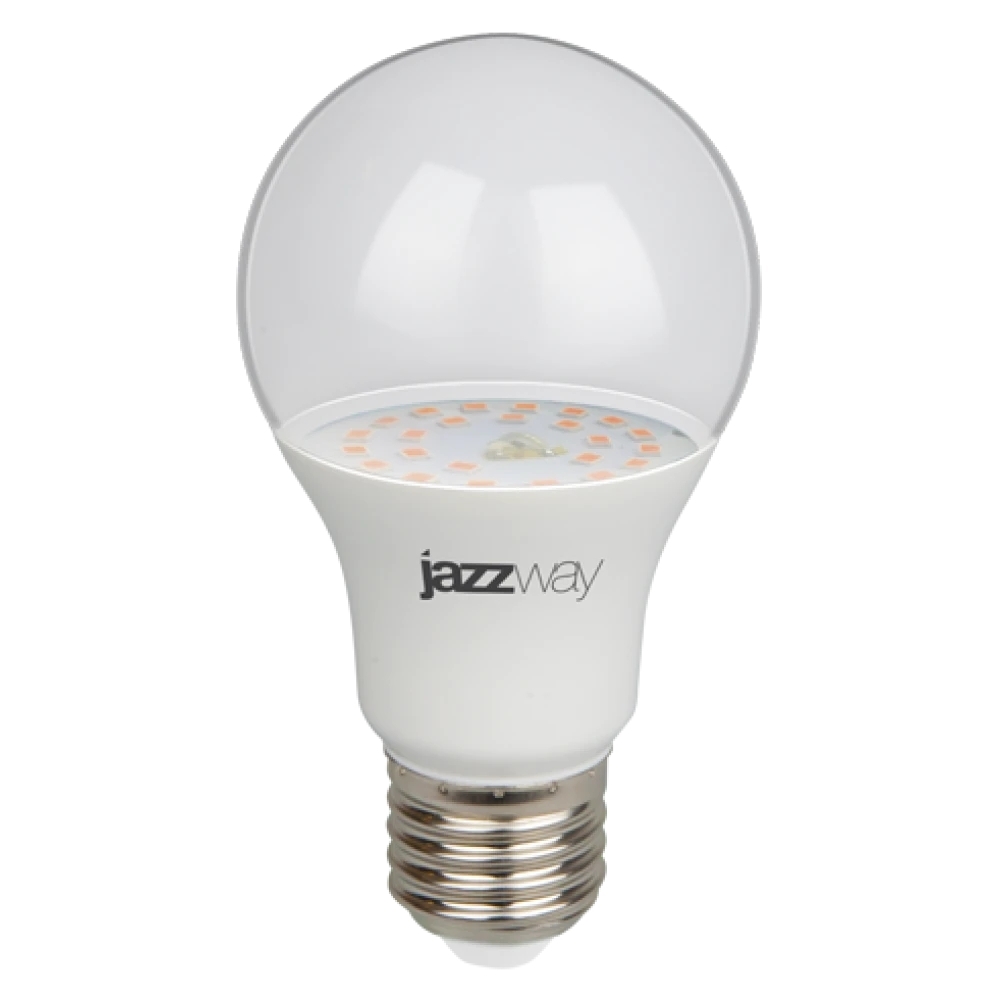 Лампа светодиодная JazzWay PPG A60 Agro 9Вт грушевидная прозрачная E27 IP20 для растений clear