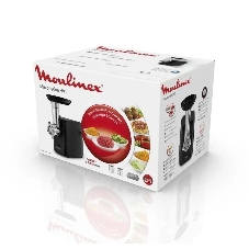 Мясорубка электрическая Moulinex ME112832 черный/серебристый, 1600 Вт, 1.9 кг/мин, реверс, защита от перегрузки, насадки - 5