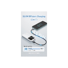 Портативный аккумулятор Vention 10000mAh(M/C-A/A)22.5W белый с LED Дисплеем