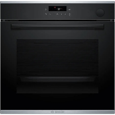 Встраиваемый духовой шкаф Bosch HRG232EB3 Serie 4 с добавлением пара Bosch, Auto Pilot 15, объем 71 л, 8 режимов нагрева, 3D Hotair, Soft move door,телескопические направляющие 1уровень,гидролиз+каталитическая очистка задней стенки,сенсорное управление,черный+профиль из нержавеющей стали