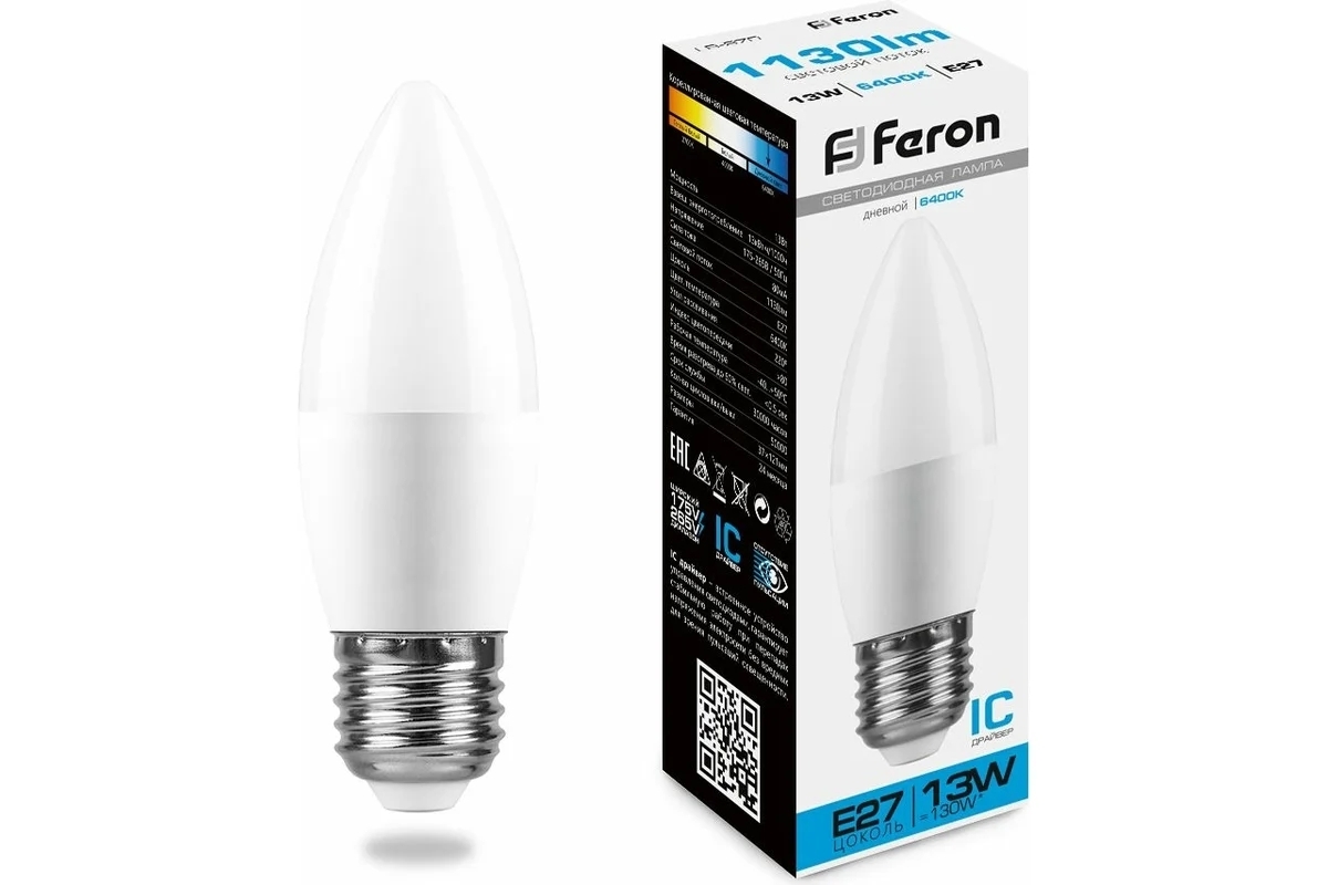 Лампа светодиодная Feron LB-970 13Вт E27 дневной матовая свеча