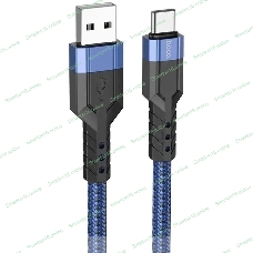 Кабель Hoco U110, USB Type-C (m) - USB (m), 1.2м, MFI, 3A, синий