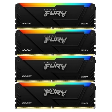 Оперативная память Kingston Fury Beast, DDR4, 32GB (4x8GB), 3600MHz, CL17, DIMM, с радиаторами, RGB, черный
