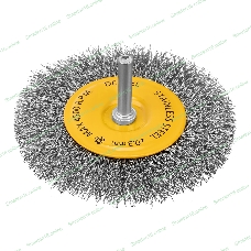 Щетка для дрели Denzel 100 мм, плоская, со шпилькой, нержавеющая витая проволока