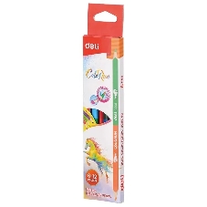 Карандаши цветные Deli EC00500 ColoRun, двухцветные, липа, 12 цветов, коробка с европодвесом (6шт) Карандаши цветные Deli EC00500 ColoRun, двухцветные, липа, 12 цветов, коробка с европодвесом (6шт)