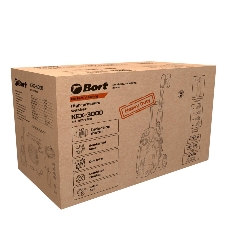 Мойка высокого давления Bort KEX-3000 91276308 3000 Вт, максимальное давление 160 бар, рабочее давление 130 бар, 7,5 л/мин, 7.3 кг, набор аксессуаров 3 шт