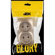 GLORY Розетка 2-местная для открытой установки без заземления без защитных шторок 10А РС22-2-ХШм шампань матовый