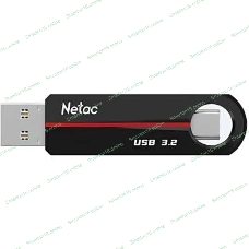 Флешка USB Netac US18 (NT03US18C-128G-32BK), 128Gb, USB 3.2/TypeC, R/W 200/100, черный/красный