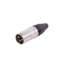 Разъем аудио FORCE CFA-023XLR (M), материал контактных частей медь с серебряным покрытием, покрытие корпуса никель, цвет матовый серебристый/черный