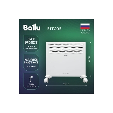 Конвектор электрический Ballu Ettore BEC/ETER-1000 белый, 1000 Вт, 15 м2, термостат, дисплей