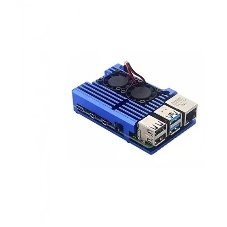 Корпус Qumo Aluminum case with double black fans, Raspberry Pi 4, blue(RS008)