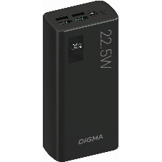 Портативный аккумулятор Digma DGPF30A 30000mAh QC3.0/PD3.0 22.5W 3A 4xUSB-A/USB-C черный