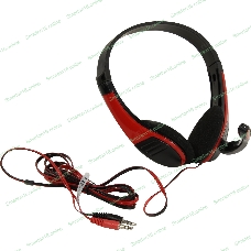 Гарнитура проводная с микрофоном Oklick HS-M150 черный/красный 2.2м накладные (NO-003N)