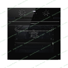 Духовой шкаф Kuppersberg HO 608 Black Glass, High-Tech, 78 л, поворотное управление, дисплей, таймер, 8 режимов, макс. температура 310 градусов, телескопические направляющие (на 1 уровень), цвет черный, цвет фурнитуры черный