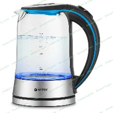 Чайник электрический Vitek VT-7028 1.7 л, 2200 Вт, прозрачный корпус: стекло