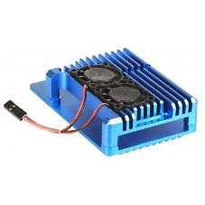 Корпус Qumo Aluminum case with double black fans, Raspberry Pi 4, blue(RS008)