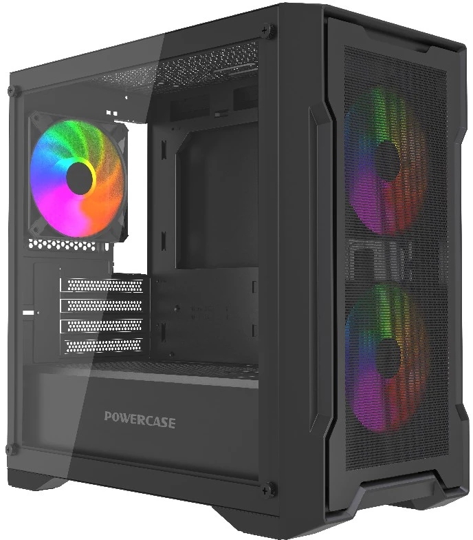 Компьютерный корпус Powercase Mistral Micro X3B ARGb, Tempered Glass, 3x 120мм ARGb PWM Fan, черный, mATX (CMMXB-A3)