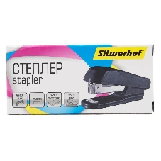 Степлер Silwerhof 401077-01 24/6 (20 листов) черный, 50 скоб, пластик закрытый, коробка