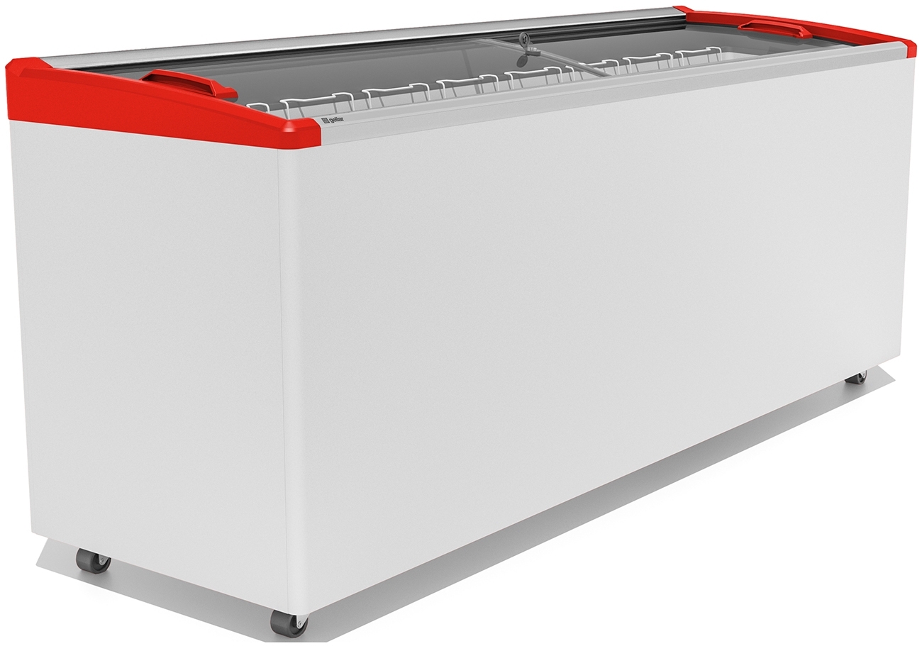 Морозильный ларь FROSTOR GELLAR FG 700 E, белый/красный, 590л, 7 корзин