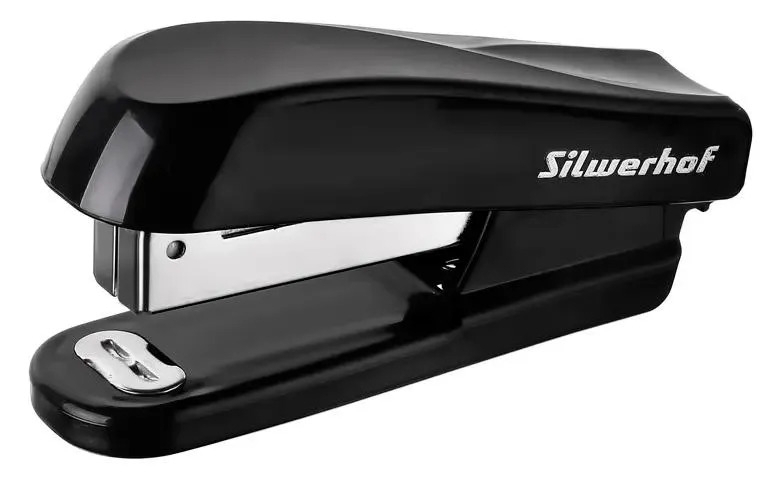Степлер Silwerhof 401077-01 24/6 (20 листов) черный, 50 скоб, пластик закрытый, коробка